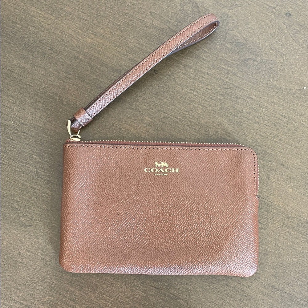 Coach Tan Leather Wristlet